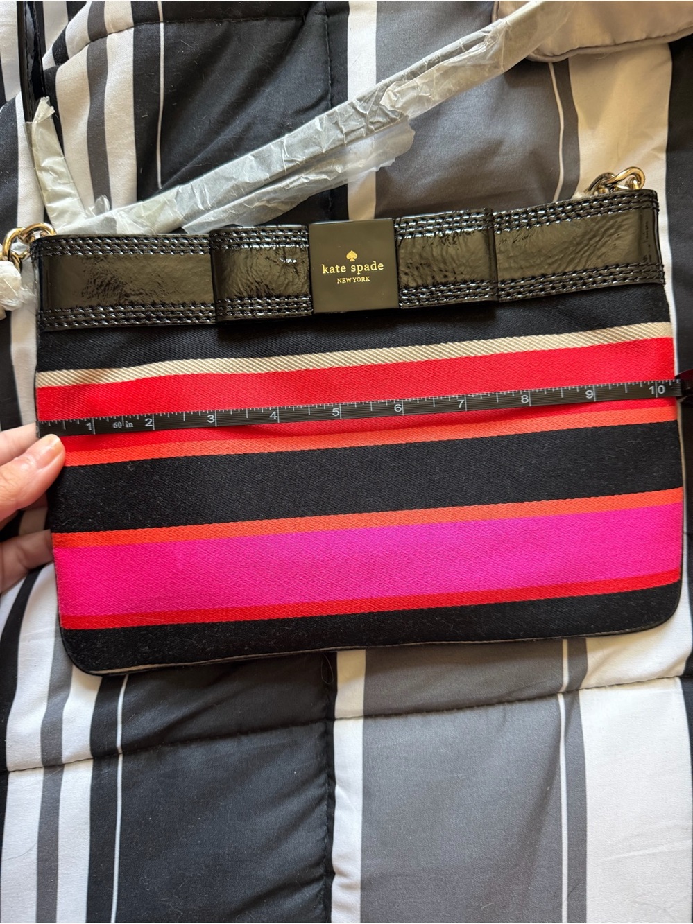 kate spade striped handbags in pink, red and black - Picture 6 of 8